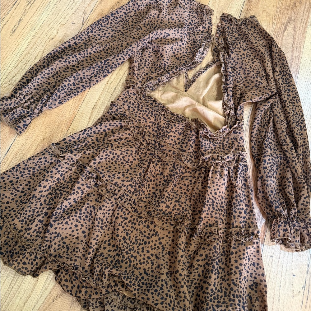 Leopard Print Ruffle Dress - Picture 3 of 4